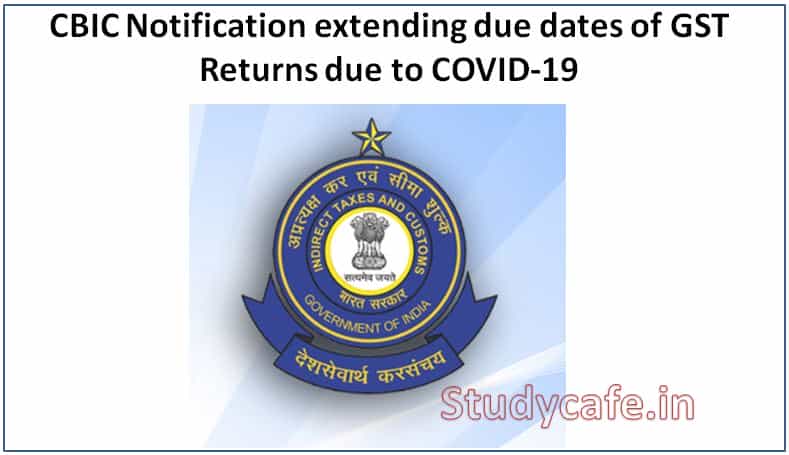 CBIC Notification extending due dates of GST Returns due to COVID-19