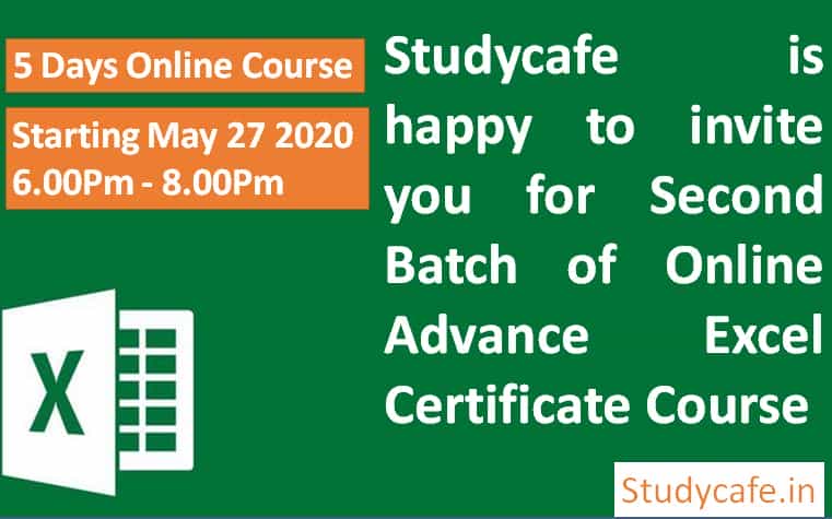 Join 5 Days Online Advance Excel Certificate Course by Studycafe