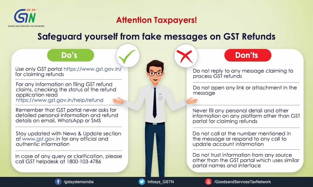 GSTN Alert to Taxpayers on fake messages on GST Refund