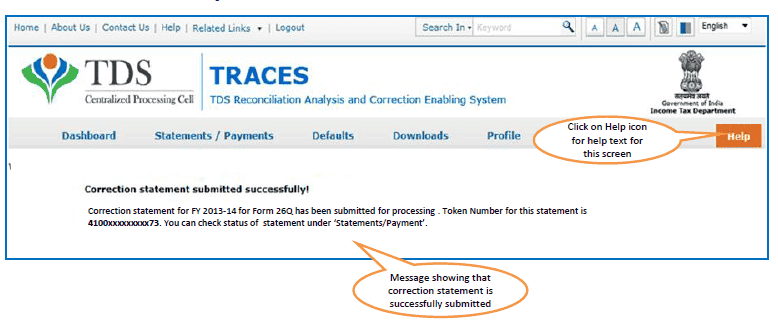 Online Correction of TDS Challan