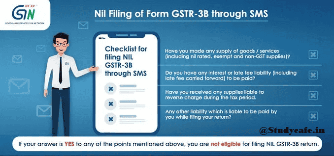 Filing Nil Return Form GSTR-3B through SMS