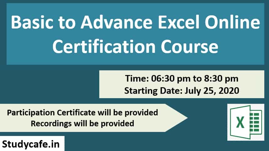 Last Day to register for 6 Days Online Basic to Advance Excel Certification Course