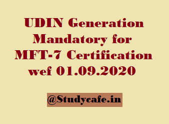 UDIN Generation Mandatory for MGT-7 Certification wef 01.09.2020