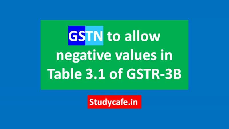 GSTN to allow negative values in Table 3.1 of GSTR-3B