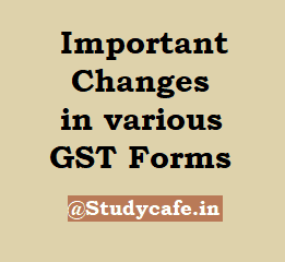 Important Changes in various GST Forms