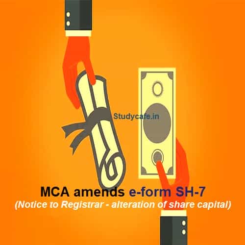 E form SH-7 for notice to Registrar of any alteration of Share Capital amended