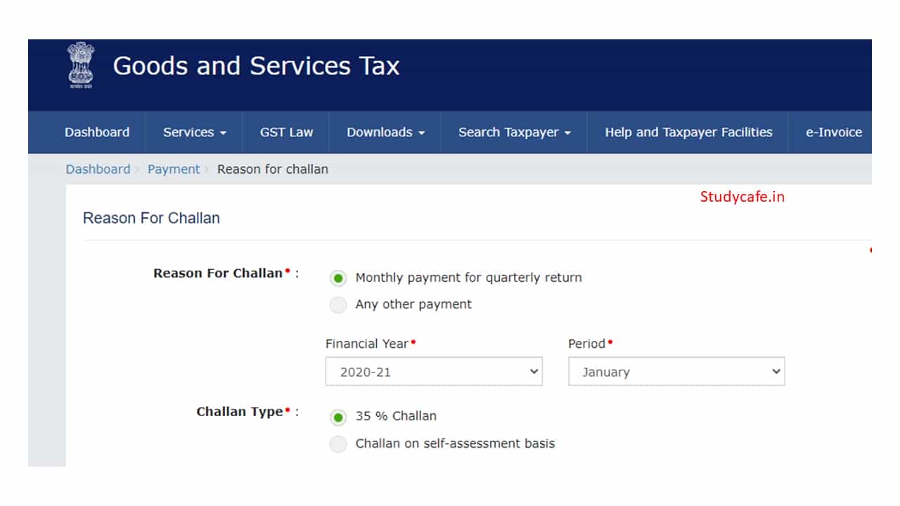 GST PMT-06 35% Option Challan Enabled on GST Portal