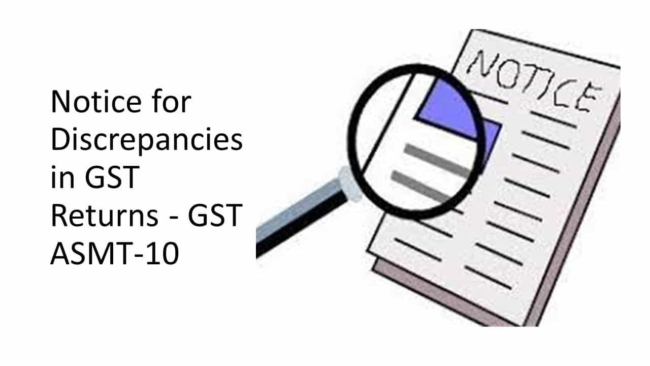 Notice for Discrepancies in GST Returns - GST ASMT-10