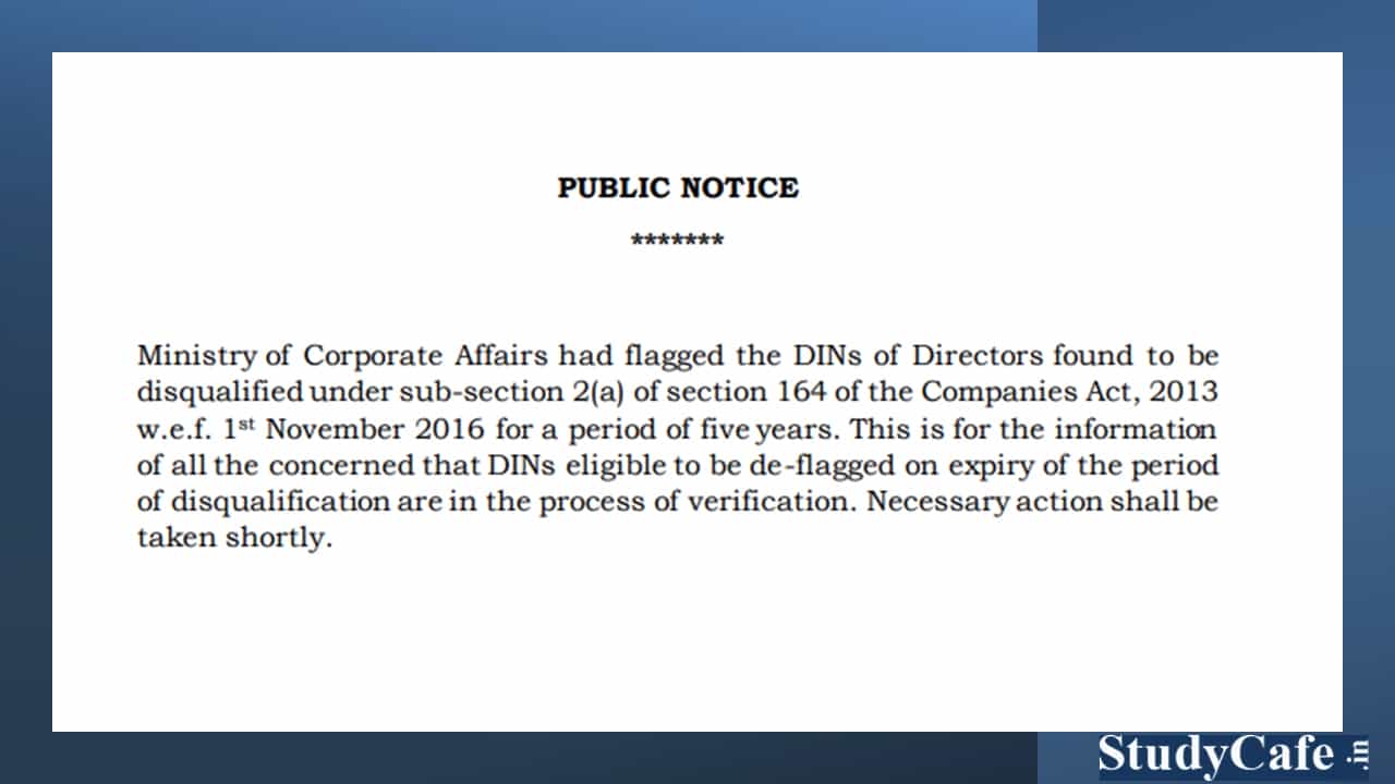 Breaking: MCA to de-flag DINs of disqualified directors which were flagged since November 1, 2016