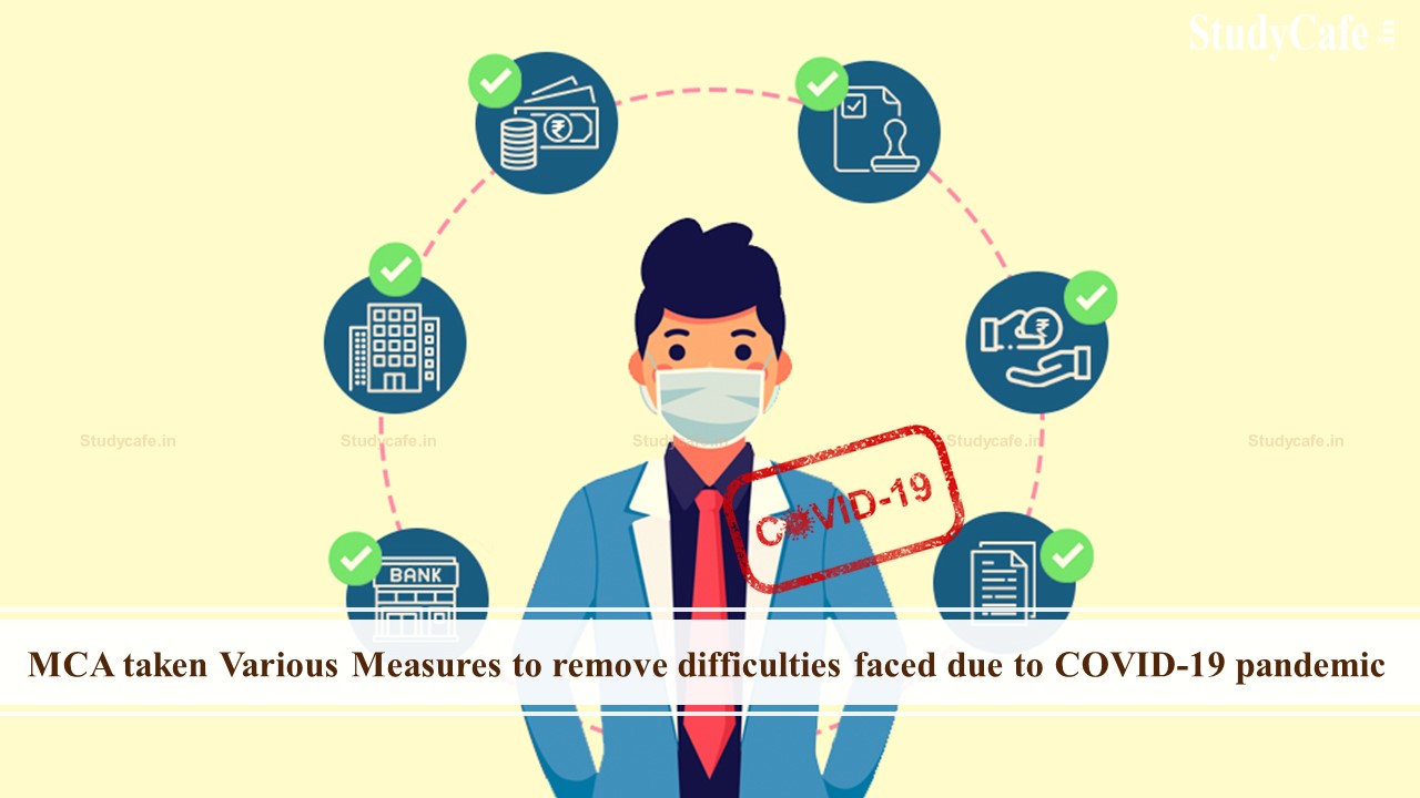 MCA taken Various Measures to remove difficulties faced due to COVID-19 pandemic