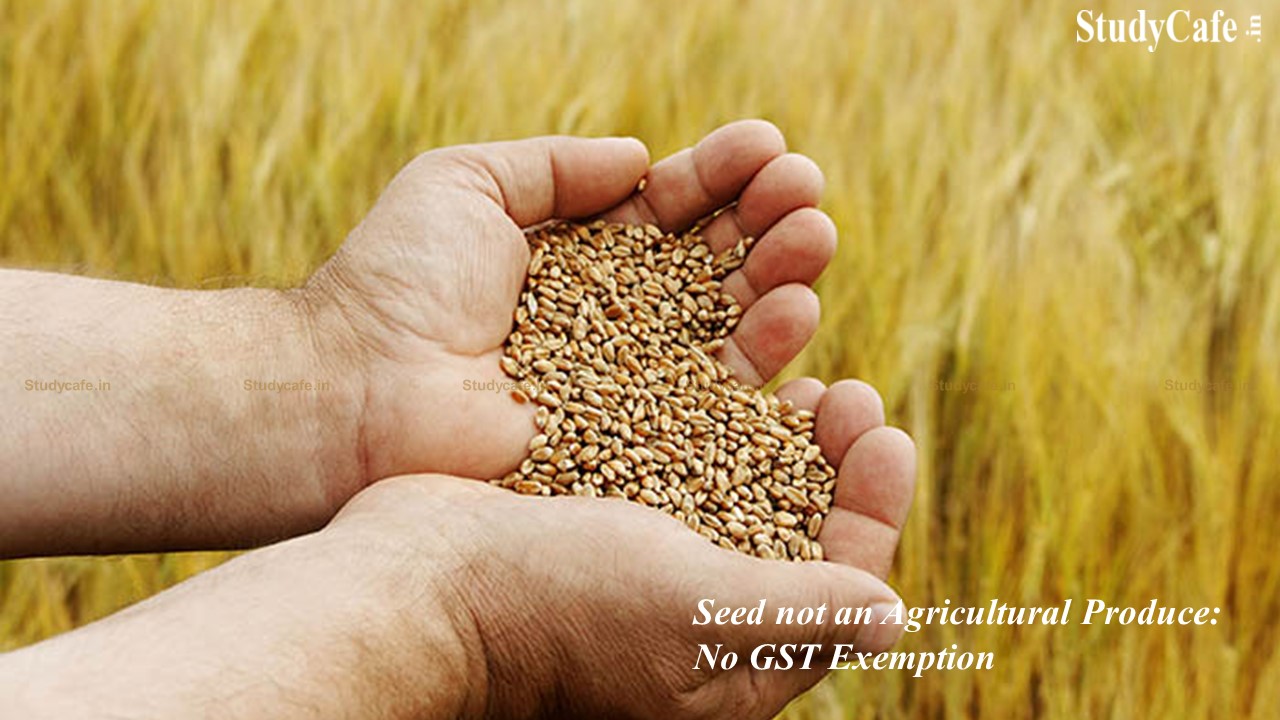 Seed not an Agricultural Produce: No GST Exemption Applicable on it's Storage