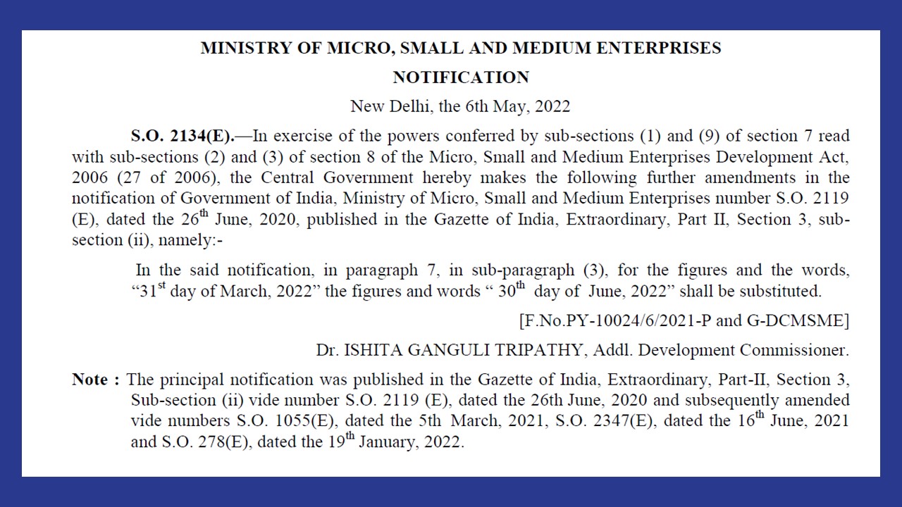 MSME Notification