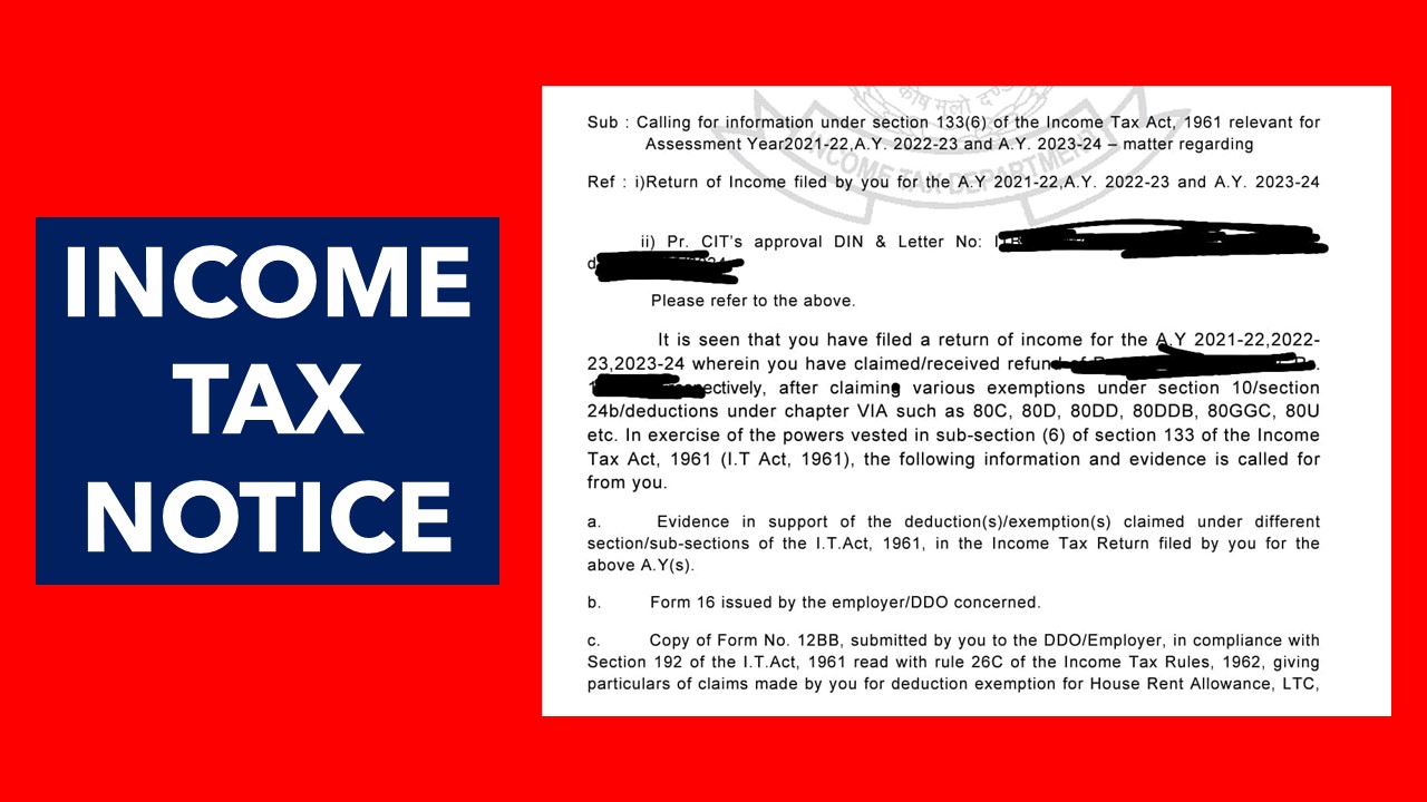 Income Tax Department sends notice to salaried Individuals asking proof of deductions claimed in ITR