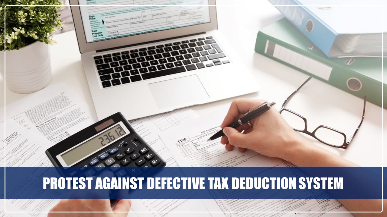Government Employees protest against defective Tax Deduction System for opting for Old Tax Regime