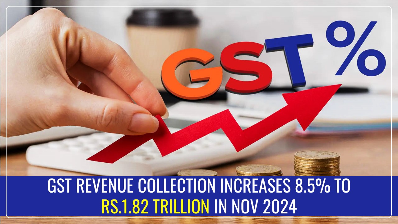GST Revenue Collection increases 8.5% Y-O-Y to Over Rs.1.82 trillion in November 2024