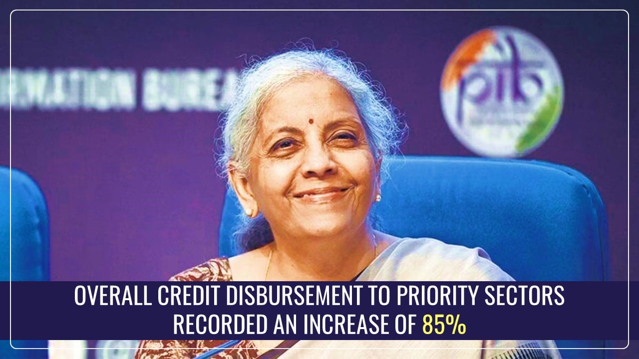 Overall Credit disbursement to Priority Sectors saw an increase of 19.7 Lakh Crore over Six-year period, Says FM