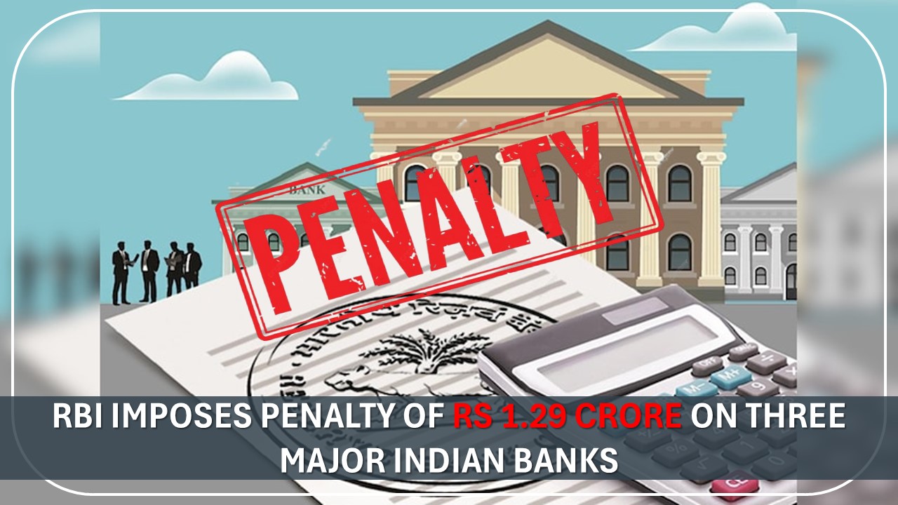 RBI Imposes Penalty of Rs 1.29 Crore on Three Major Indian Banks