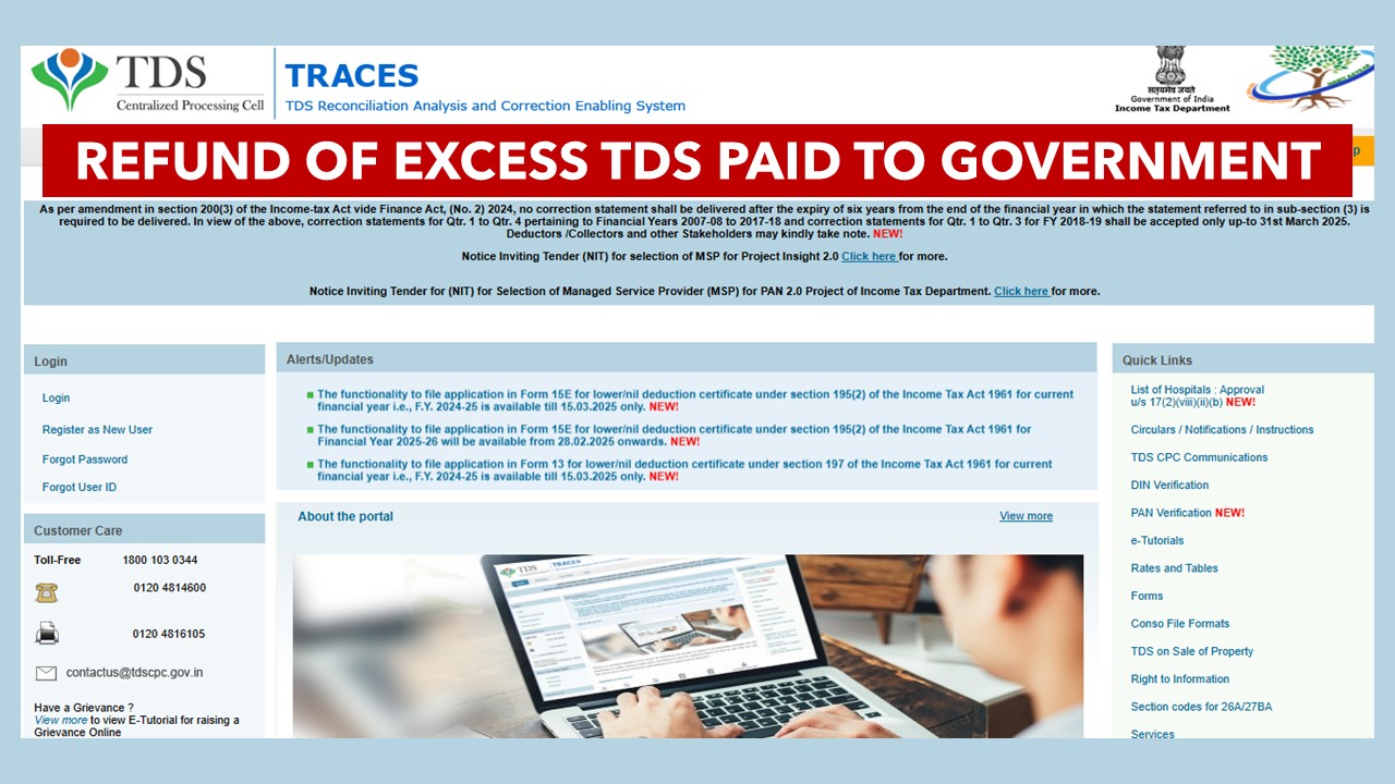 Paid Excess TDS of 5% instead of 2% on rent? Here is traces Tutorial to get back refund