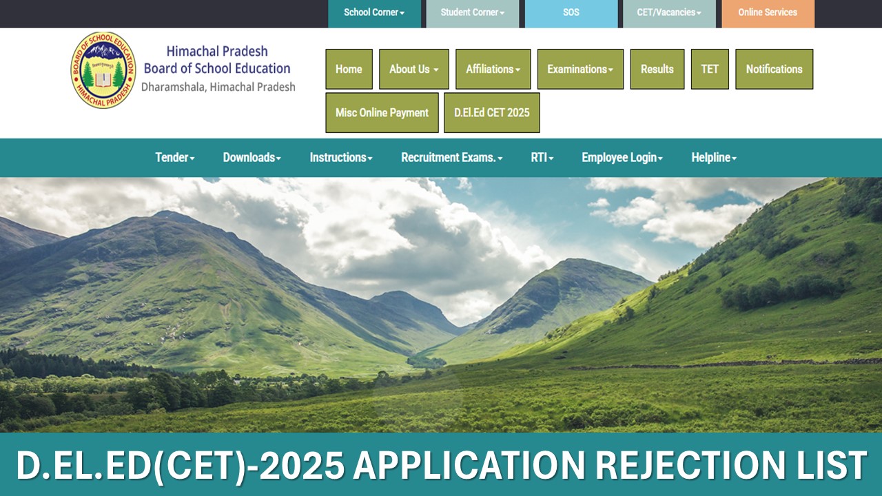 HPBOSE Releases Application Rejection List for D.El.Ed(CET) 2025, Check Your Application Status