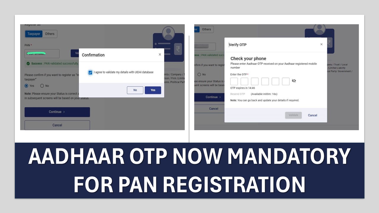 PAN Registration on Income Tax Portal Now Requires Aadhaar-Linked Mobile OTP