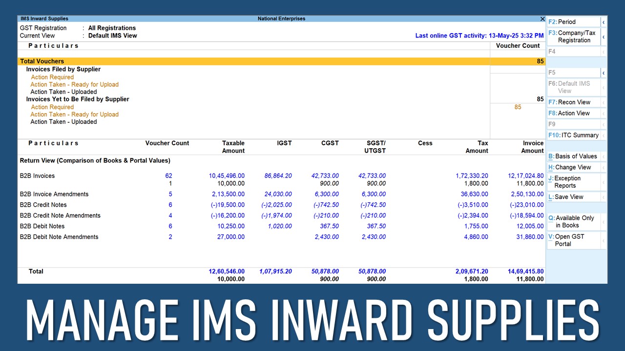 GST Return Filing: How to Manage IMS Inward Supplies in TallyPrime