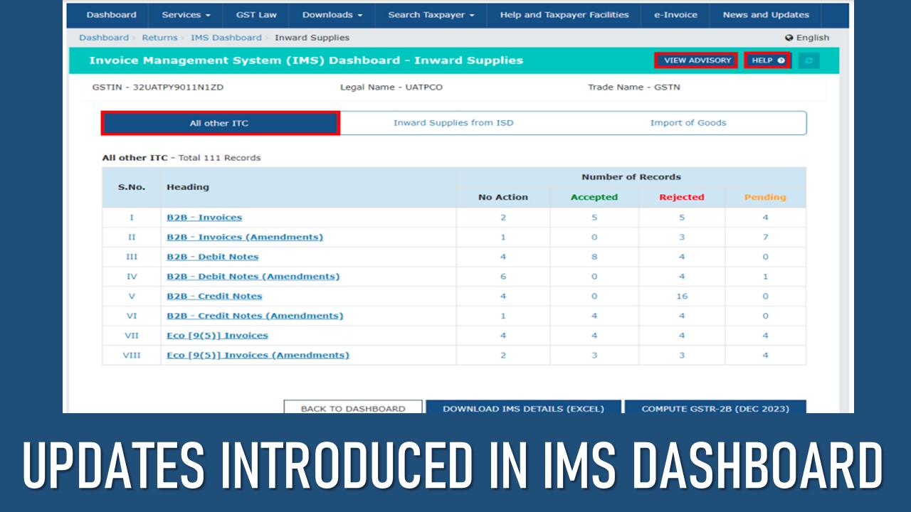 GSTN may roll ‘Pending’ Flag for Accepted ITC Records