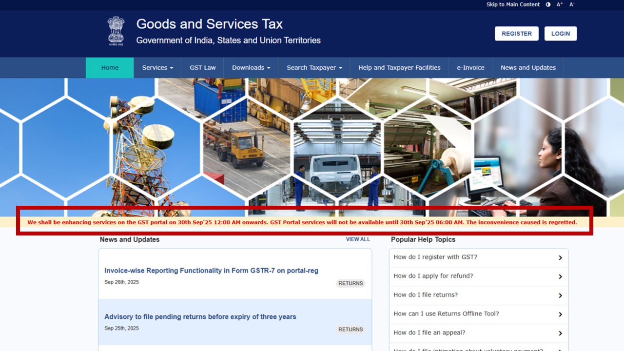 GSTN Alert: GST Services to Remain Unavailable on September 30, 2025