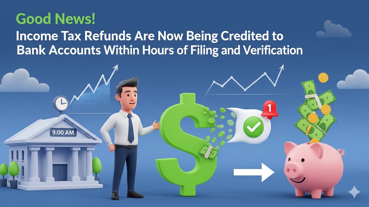 Good News! Income Tax Refunds Are Now Being Credited to Bank Accounts Within Hours of Filing and Verification