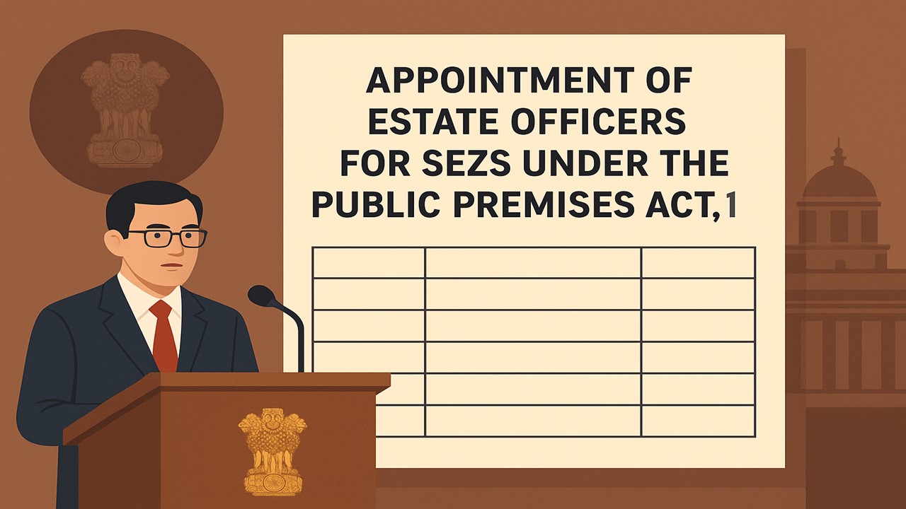 Government Notifies Appointment of Estate Officers for SEZ Authorities