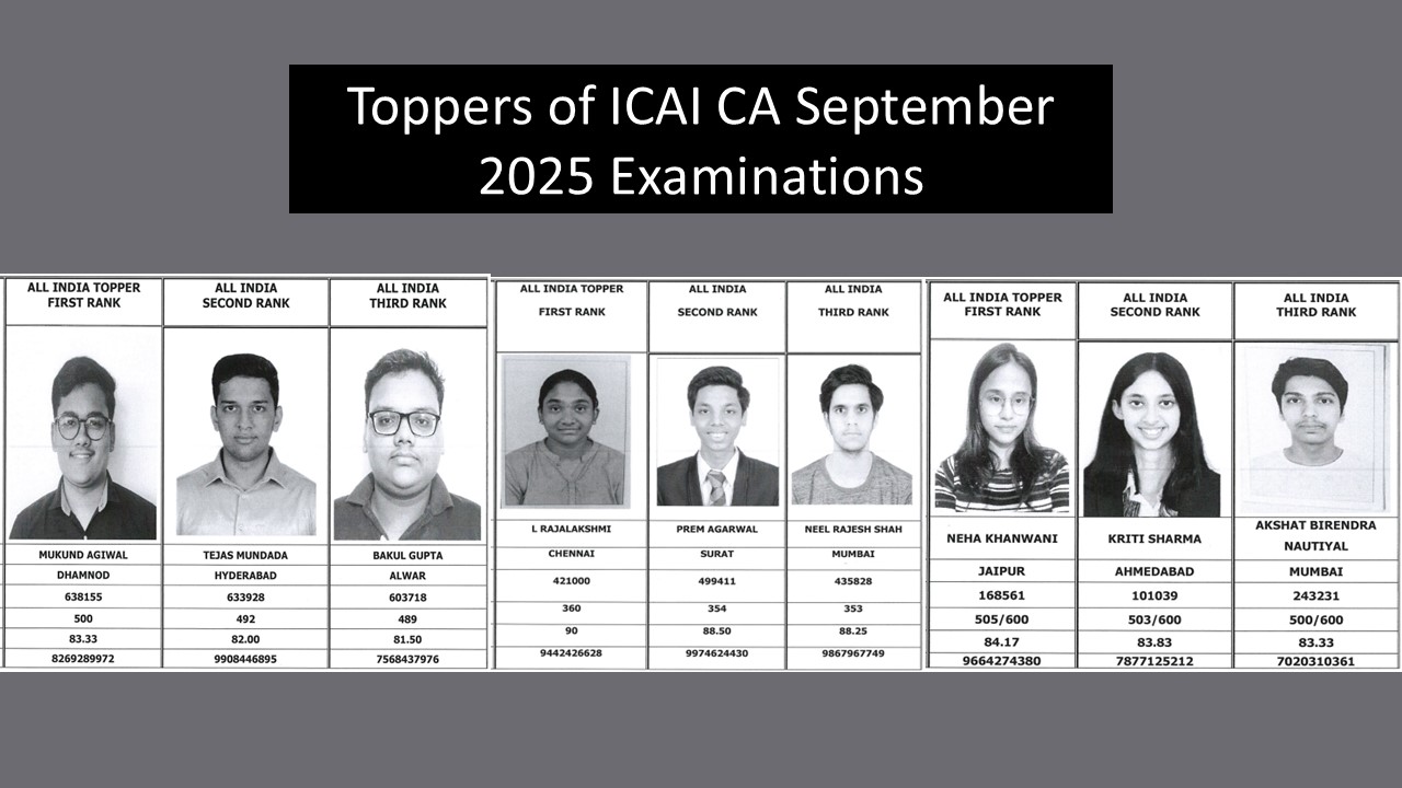 CA September Exam 2025: Pass Percentage and List of Toppers of ICAI CA Foundation September 2025
