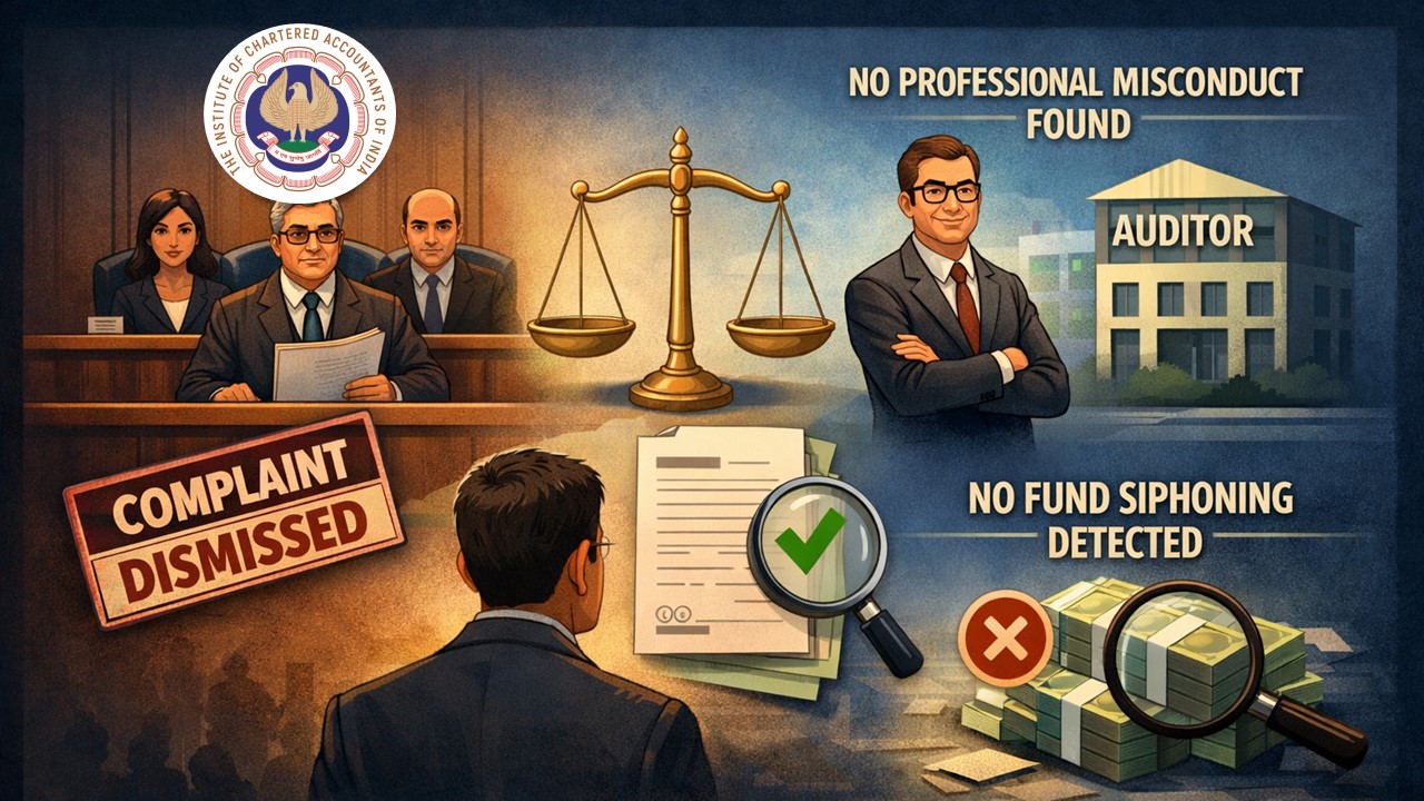 ICAI Disciplinary Committee Clears Statutory Auditor in Rs. 1.48 Crore Fund Transfer Case