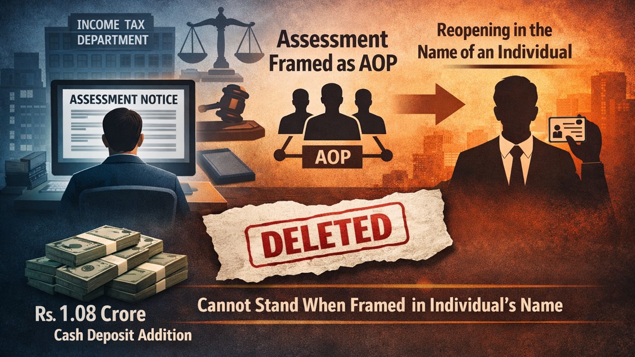 ITAT Holds Reassessment Invalid for Changing Status from Individual to AOP; Quashes Rs. 1.08 Crore Addition