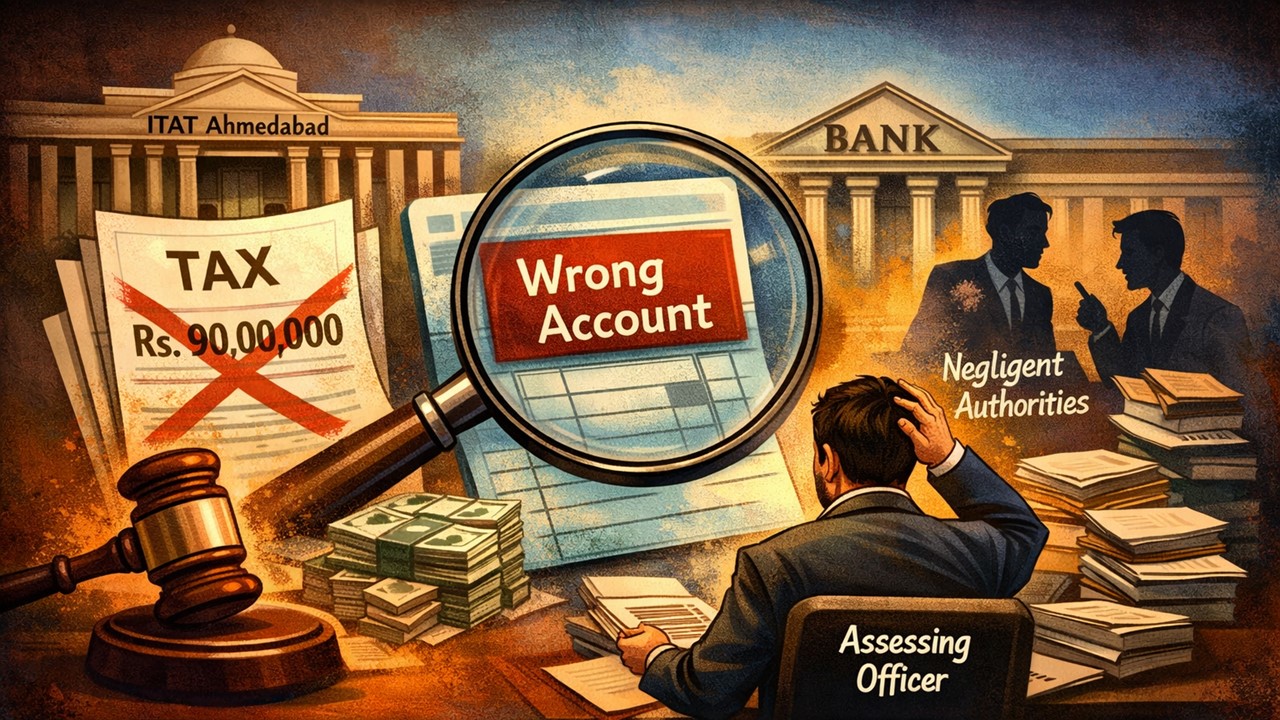 ITAT Ahmedabad Quashes Rs. 90 Lakh Tax Addition for Misidentified Bank Account