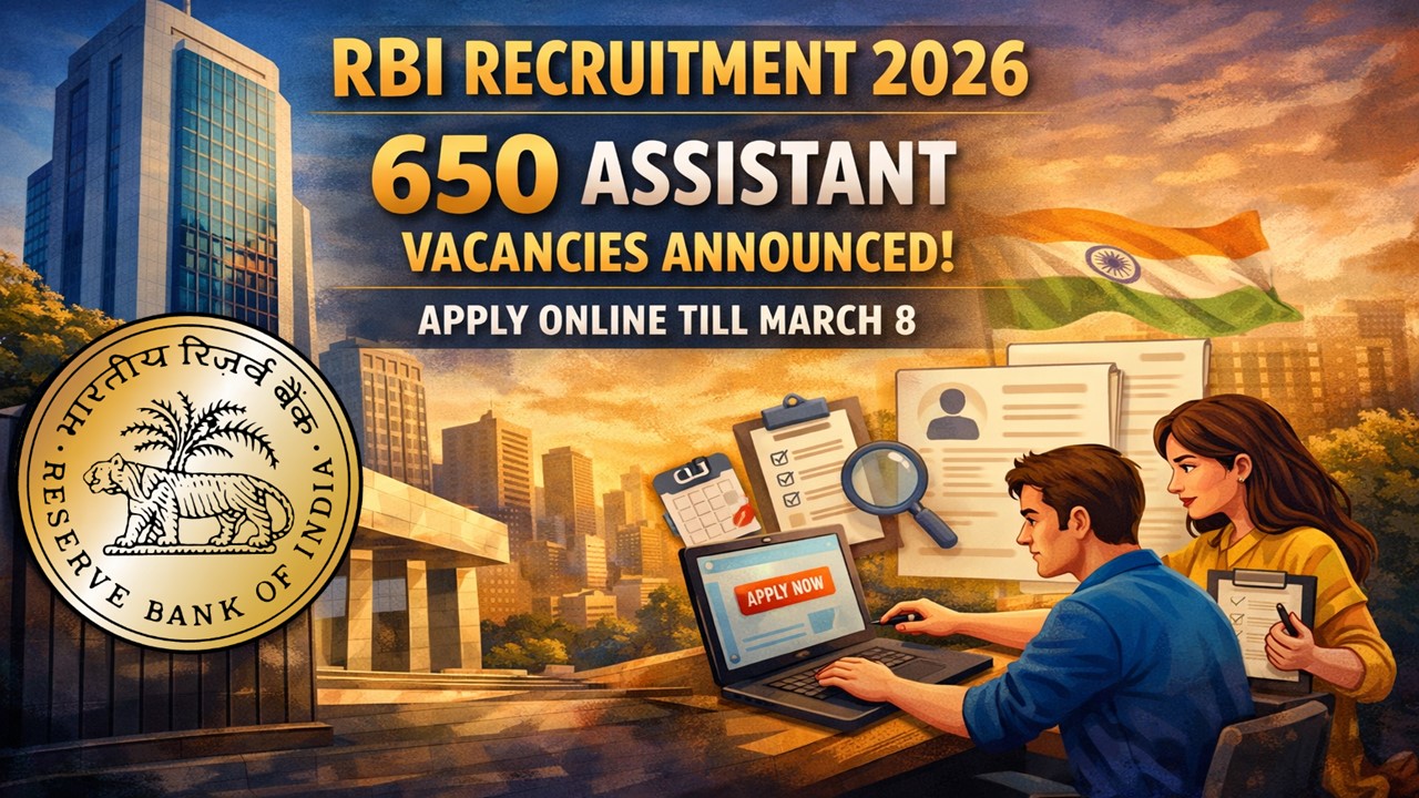 RBI Recruitment 2026 Notification OUT: 650 Assistant Vacancies Announced, Apply Online Till March 8