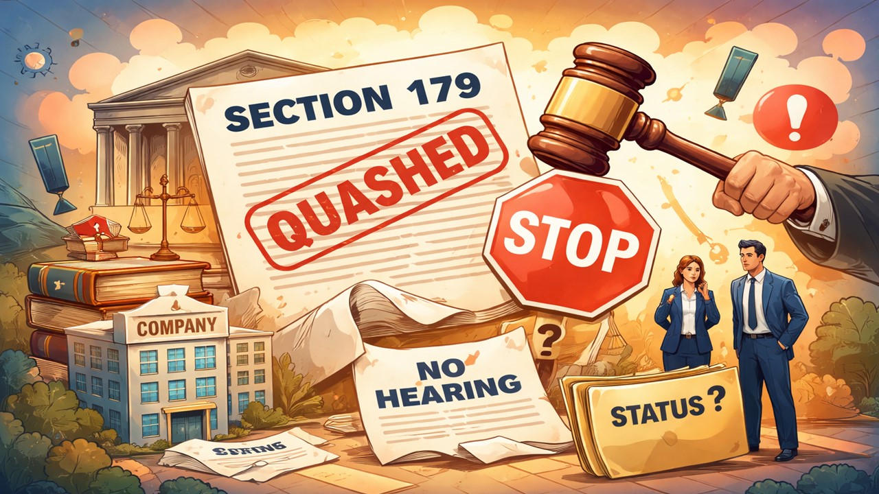 HC: Section 179 Action Quashed for No Hearing on Company Status