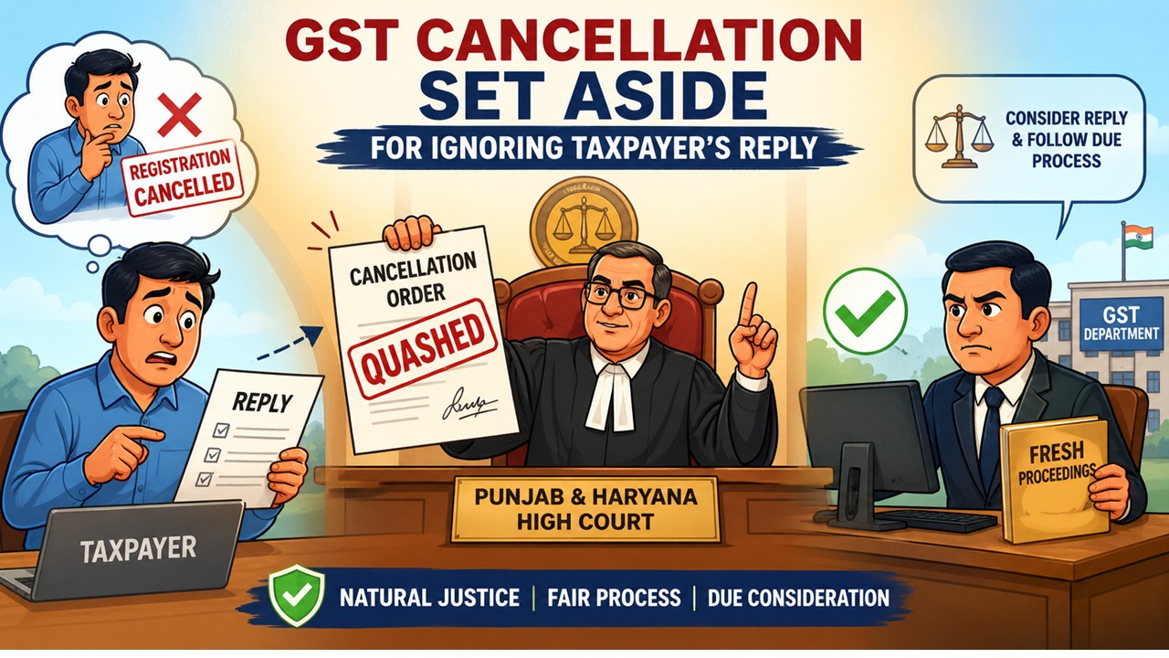 Punjab & Haryana High Court Set's aside GST Cancellation for Ignoring Taxpayer’s Reply