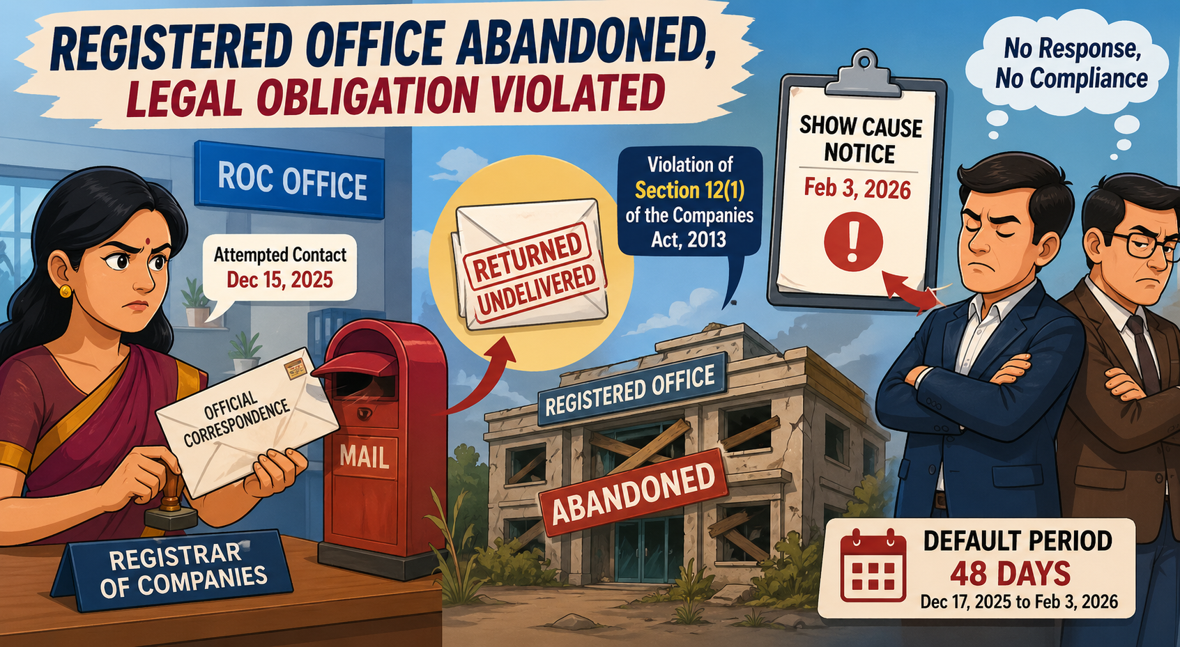 Company and it's directors penalised for Violation of Registered Office Requirements under Companies Act