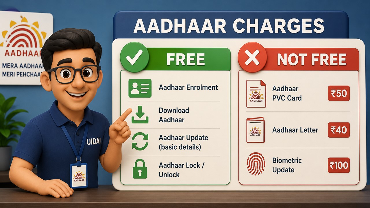 UIDAI Clarifies Aadhaar Charges: What’s Free and What’s Not