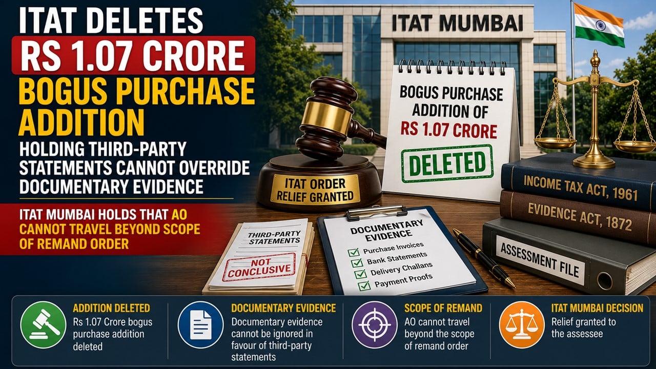Builder's Purchases Held Genuine Despite Sales Tax Alert; ITAT Deletes Rs. 1.07 Crore Income Tax Addition