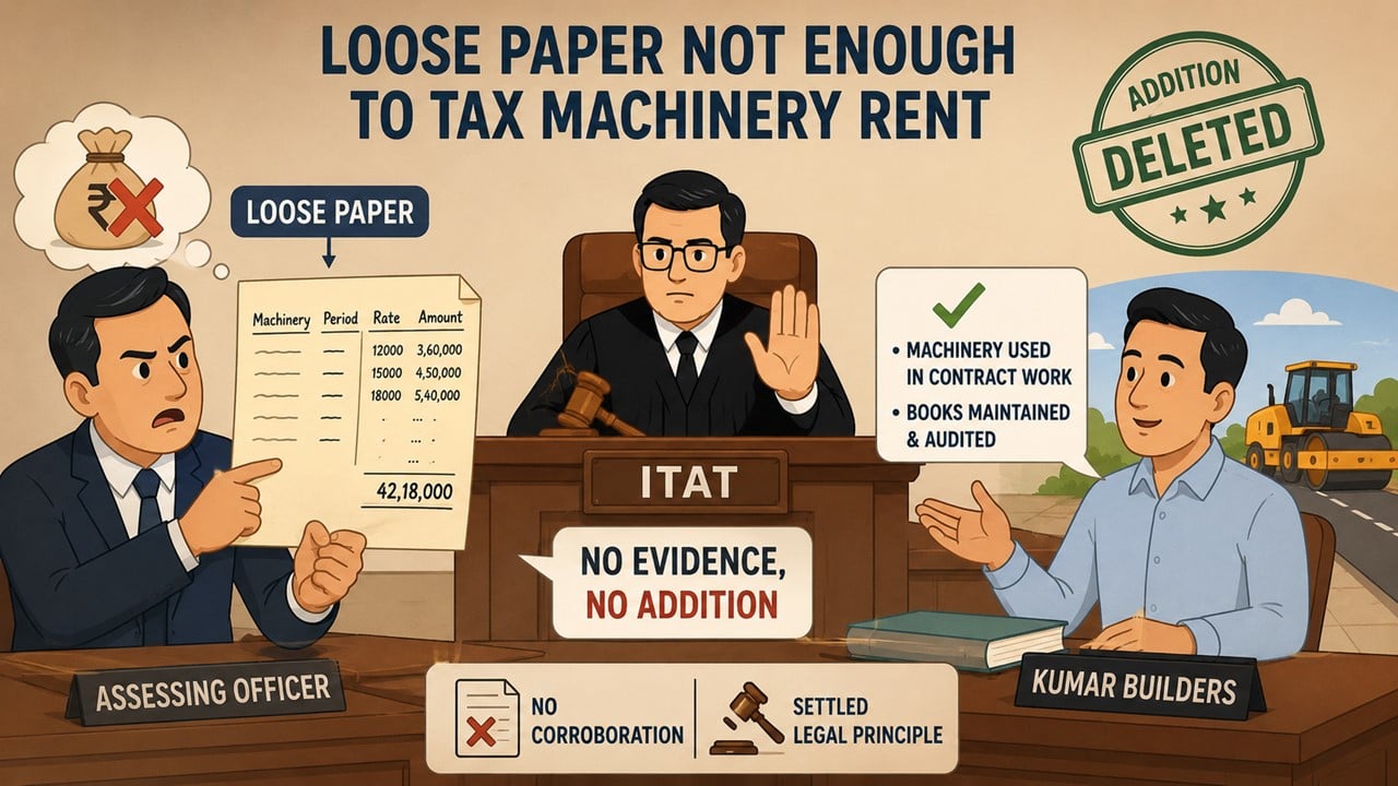 ITAT: Loose Paper Not Enough to Tax Alleged Machinery Rent Without Supporting Evidence