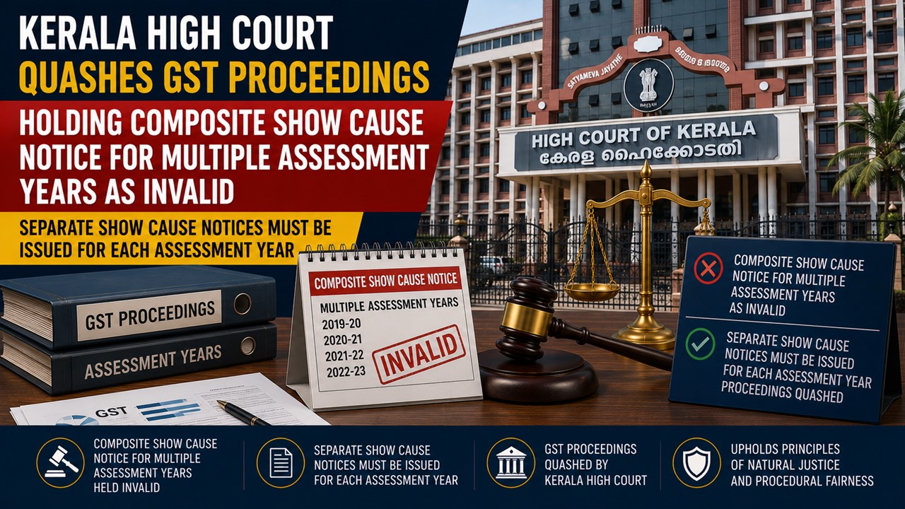 Kerala High Court Quashes GST Proceedings Holding Composite Show Cause Notice for Multiple Assessment Years As Invalid