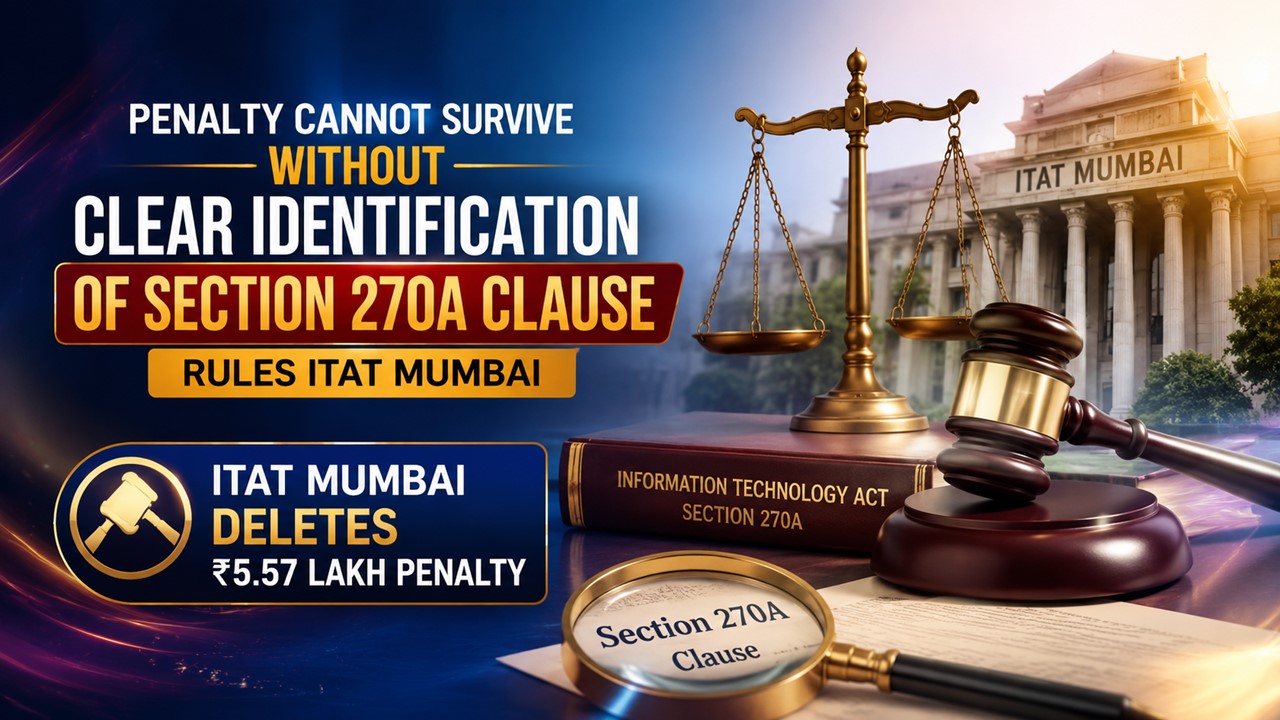 Penalty Cannot Survive Without Clear Identification of Section 270A Clause, Rules ITAT