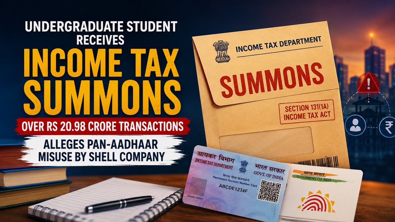 Undergraduate Student Receives Income Tax Summons Over Rs 20.98 Crore Transactions, Alleges PAN-Aadhaar Misuse by Shell Company