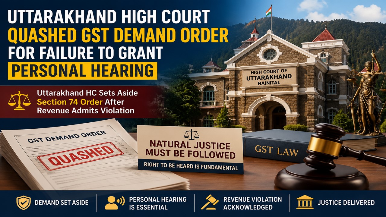 Uttarakhand High Court Quashed GST Demand Order for Failure to Grant Personal Hearing