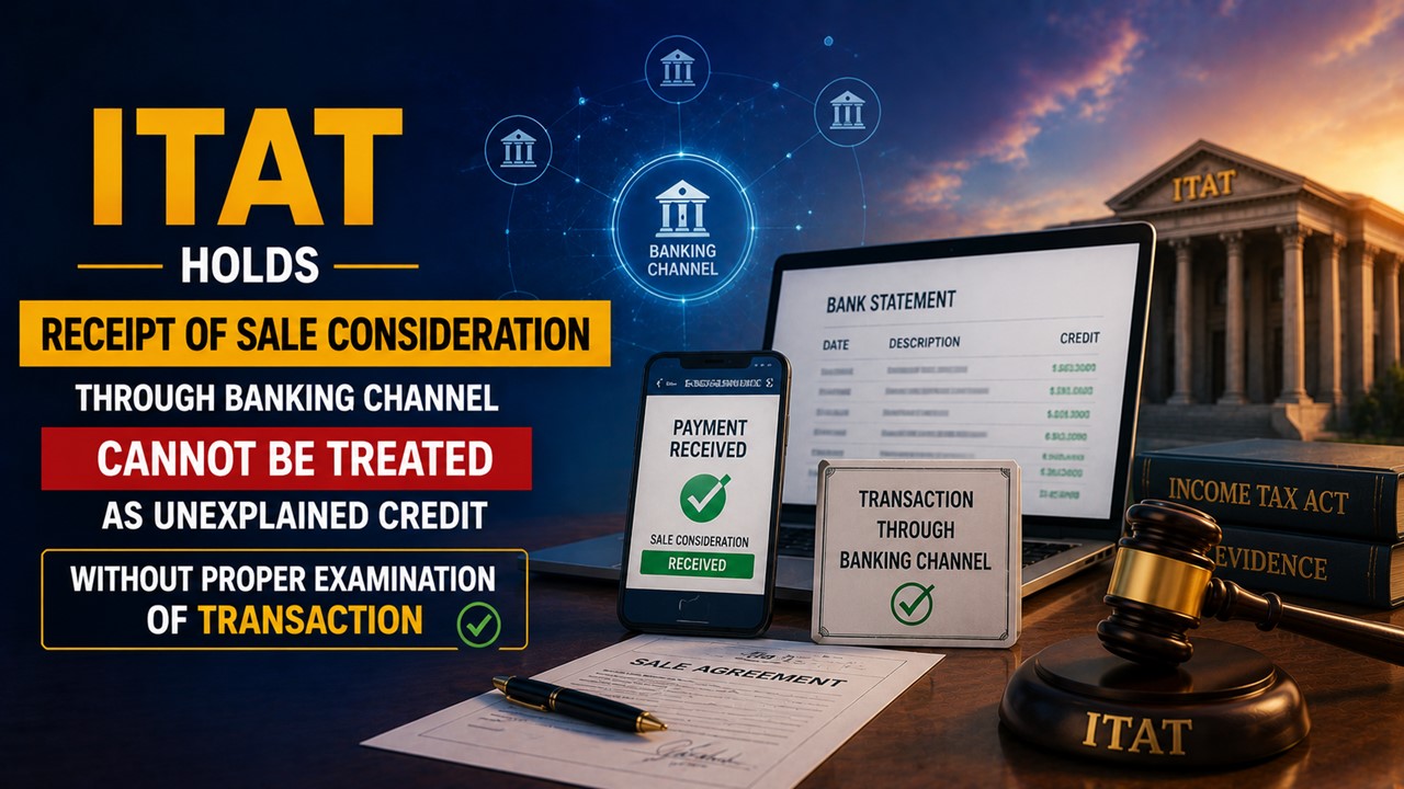 ITAT Holds Receipt of Sale Consideration Through Banking Channel Cannot Be Treated as Unexplained Credit Without Proper Examination of Transaction