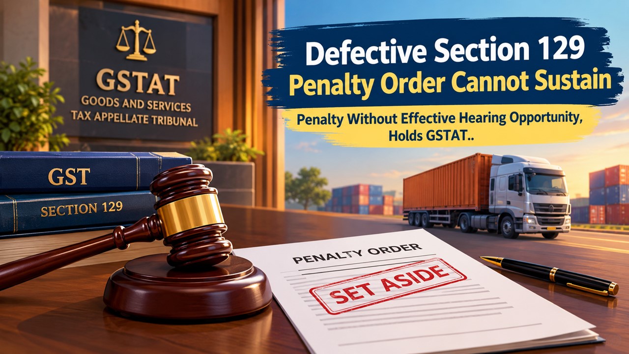 Defective Section 129 Penalty Order Cannot Sustain Penalty Without Effective Hearing Opportunity, Holds GSTAT