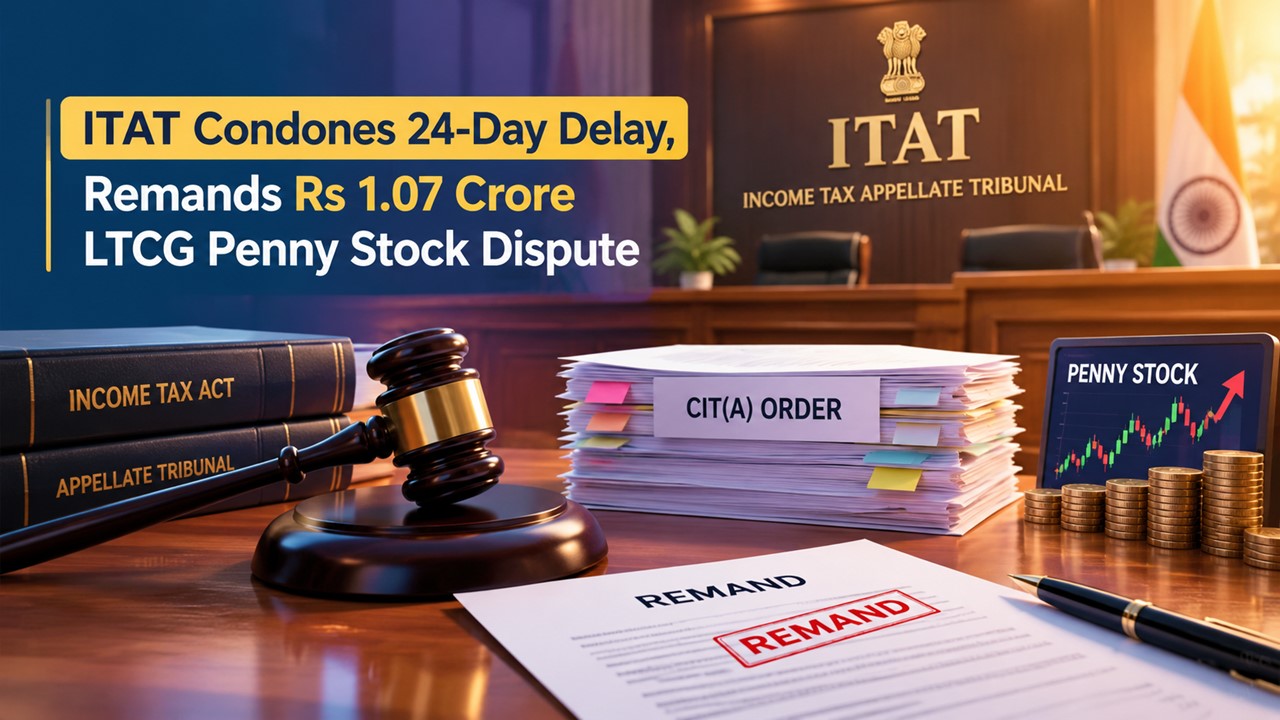 ITAT Condones 24-Day Delay, Remands Rs 1.07 Crore LTCG Penny Stock Dispute After CIT(A) Fails to Record Complete Submissions
